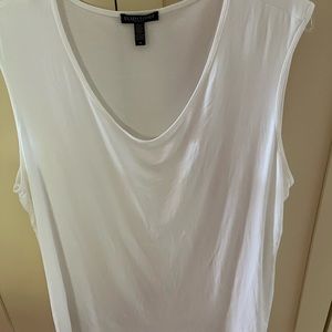 Eileen Fisher Viscose/Lycra Sleeveless Top w scoop neck, White 1X